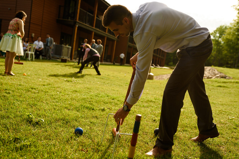 Lawn croquet during cocktail hour