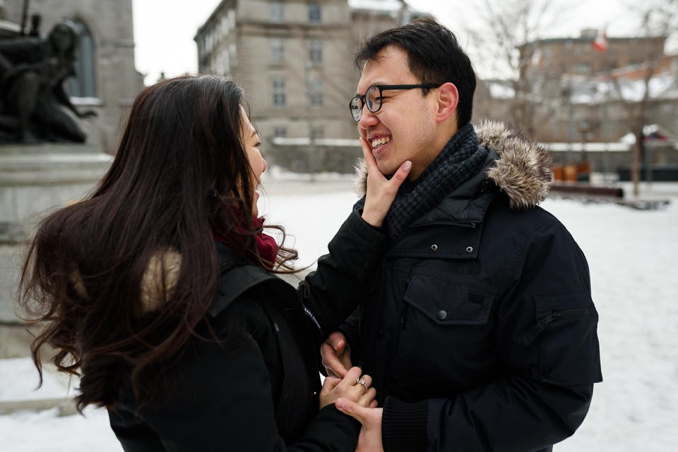 Just engaged photos after surprise proposal in Montreal 06